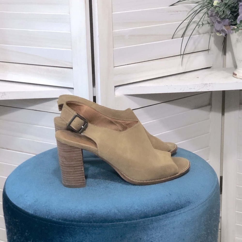 Madewell Suede Slingback Peep Toe Sandals Leather 8.5